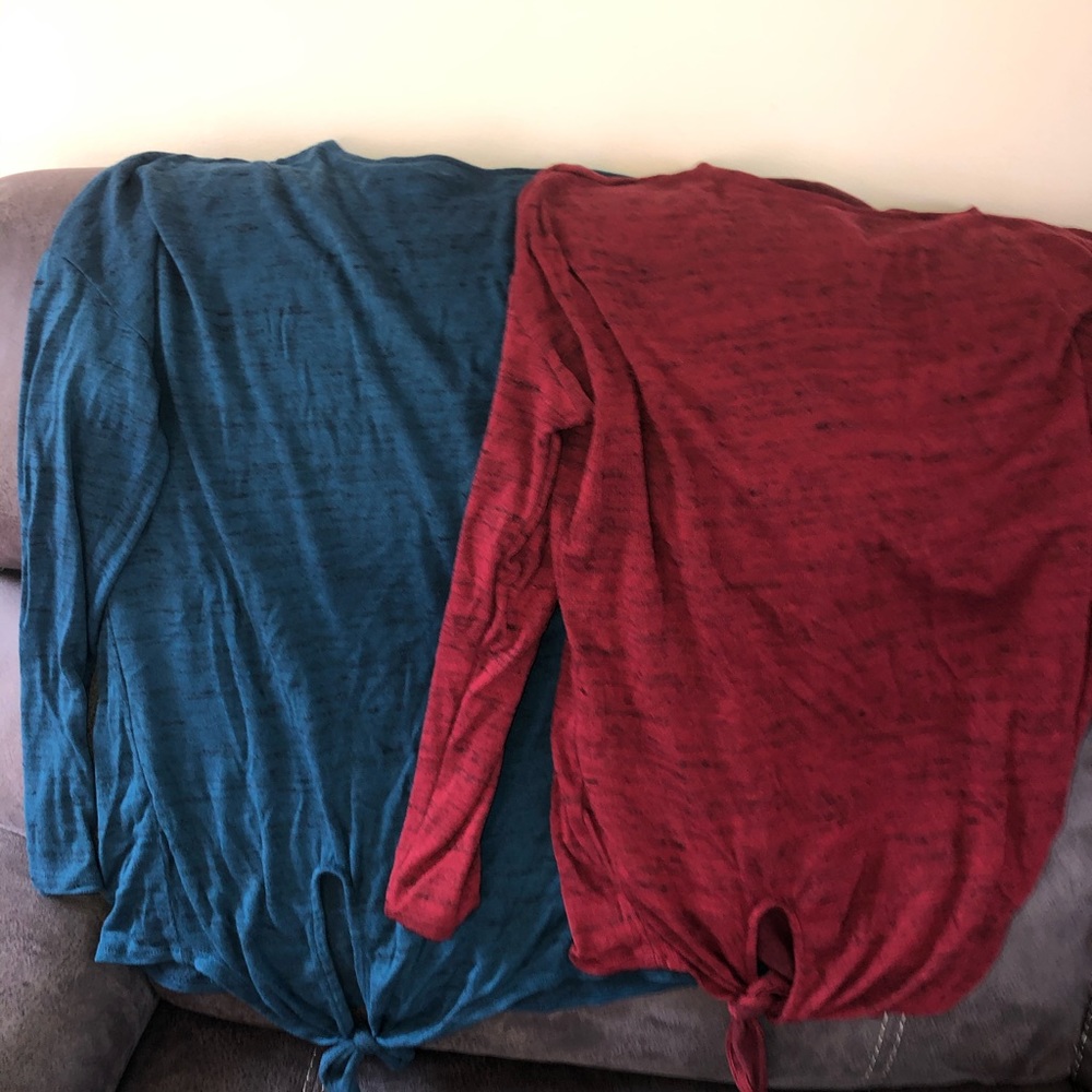 TWO!! Side knot maternity long sleeve shirts.